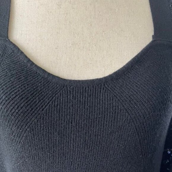 Rain + Rose Women's Lace Long Sleeves Pullover Sweetheart Neck Top Black XL NWT - Picture 3 of 13